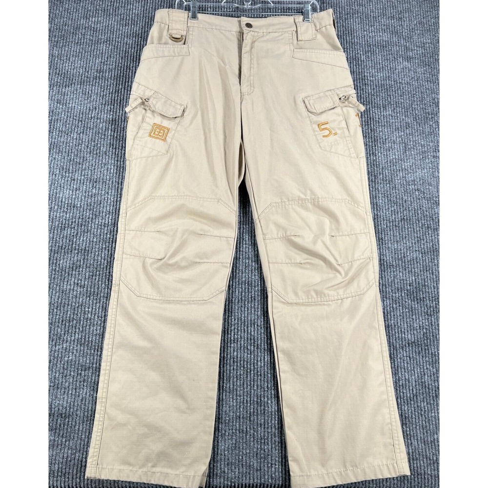 5.11 Tactical Pants Mens 36x30 Beige Cargo Embroidered USA Made Utility Canvas